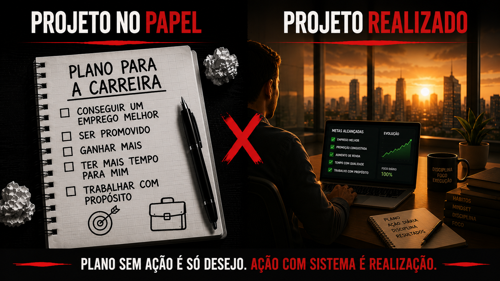 Projeto no papel vs. projeto realizado: carreira