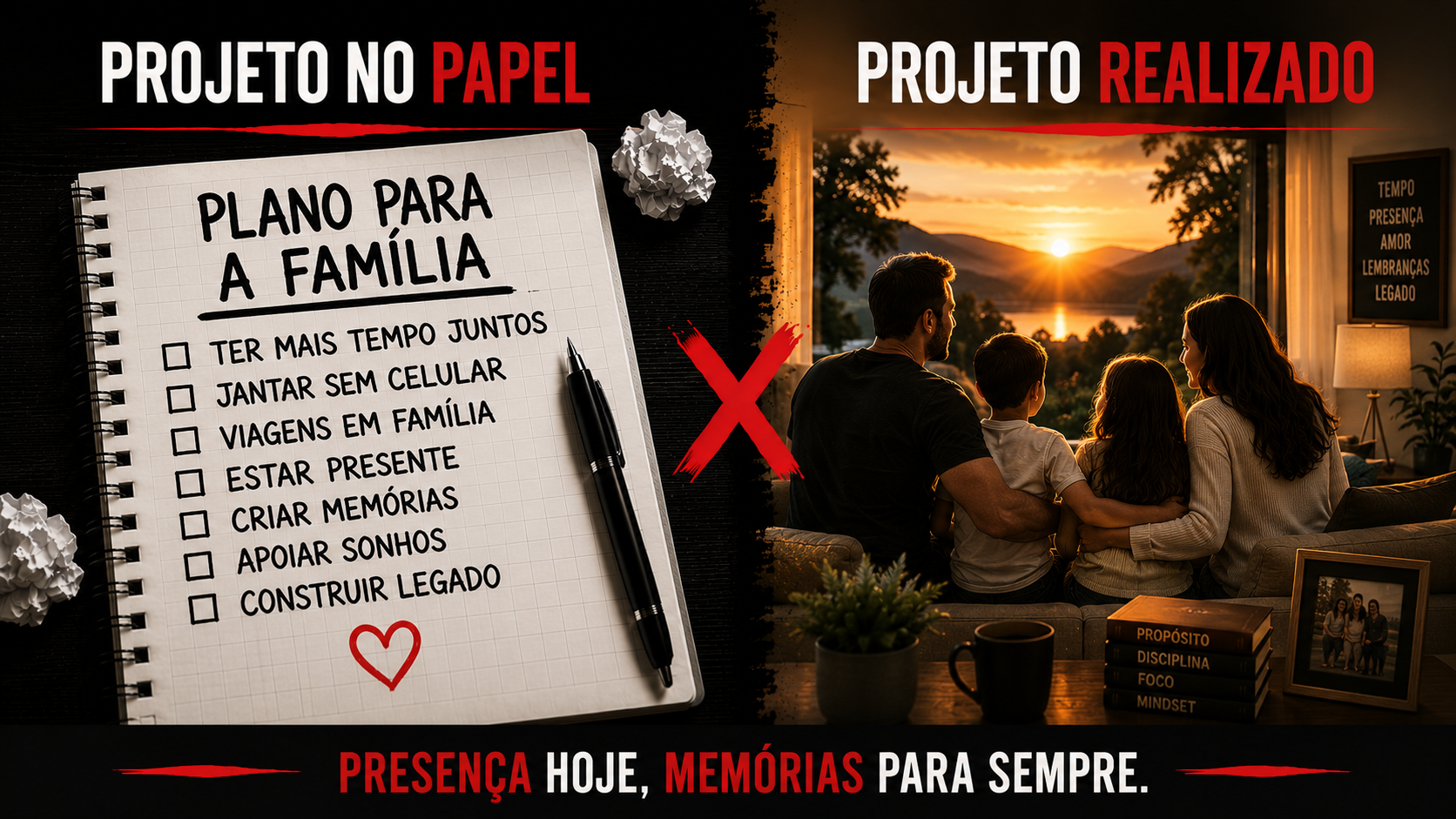 Projeto no papel vs. projeto realizado: família