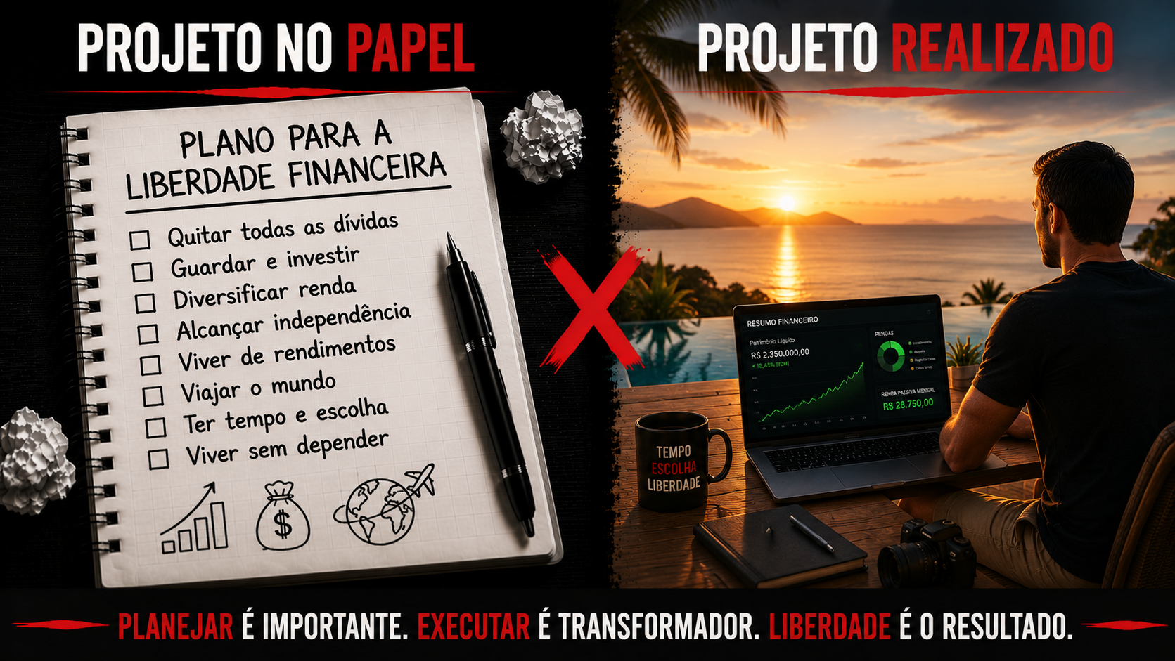 Projeto no papel vs. projeto realizado: liberdade financeira